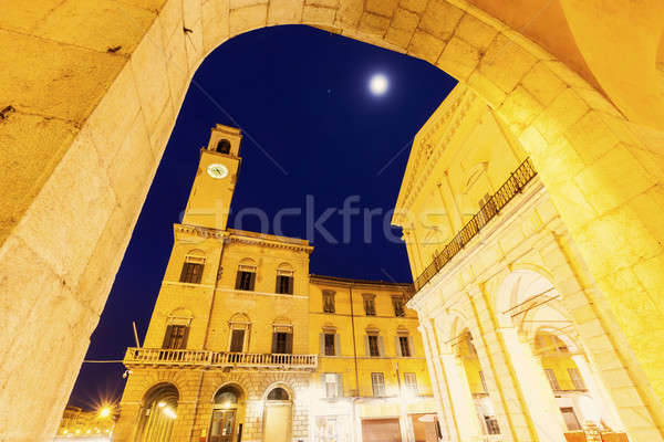 Architektur Uhr Turm Toskana Italien Himmel Stock foto © benkrut