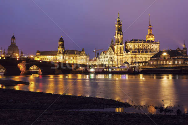 Dresden architecture across Elbe River  Stock photo © benkrut