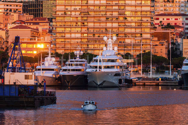 Portu Monaco Świt miasta podróży łodzi Zdjęcia stock © benkrut