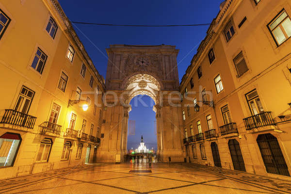 Rua Augusta Arch on Plaza of Commerce in Lisbon Stock photo © benkrut