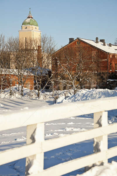 Kirche Helsinki Hund Schnee Stein Person Stock foto © benkrut