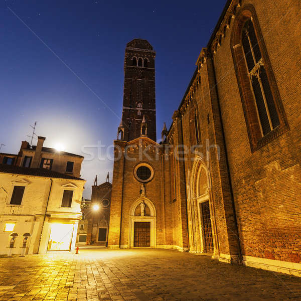 Telihold Velence hold templom utazás éjszaka Stock fotó © benkrut