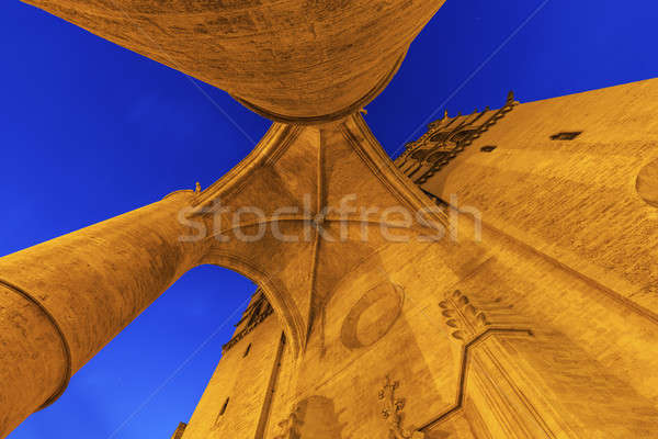 Foto stock: Catedral · noche · cielo · ciudad · iglesia · azul