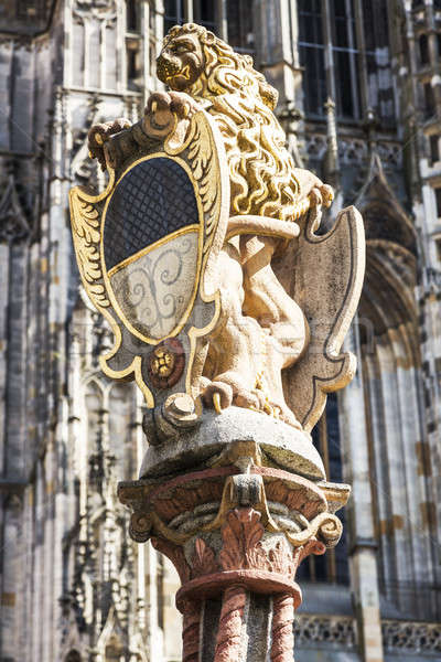 Lion Fountain and Ulm Minster Stock photo © benkrut