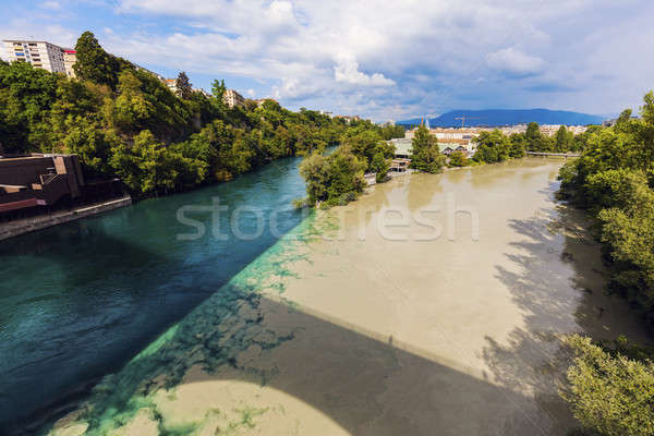 Confluence of the Rhone and Arve Rivers in Geneva Stock photo © benkrut