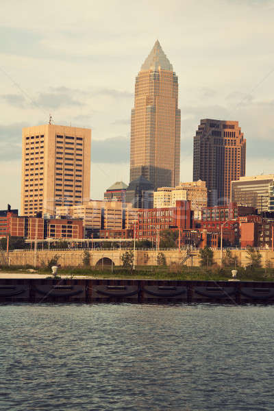 Centrul orasului Ohio apus oraş orizont Imagine de stoc © benkrut