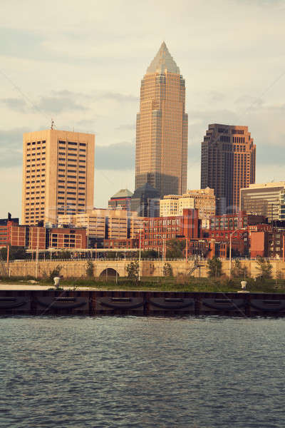 Centre-ville Ohio coucher du soleil ville Skyline [[stock_photo]] © benkrut