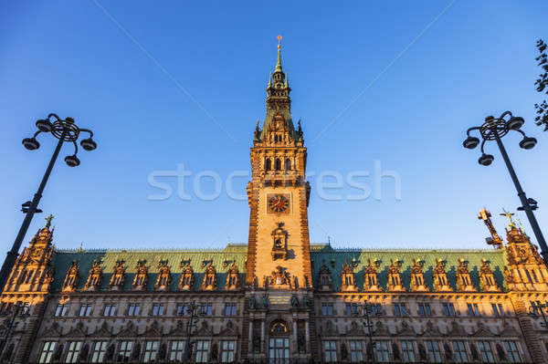 старые город зале Гамбург Германия часы Сток-фото © benkrut