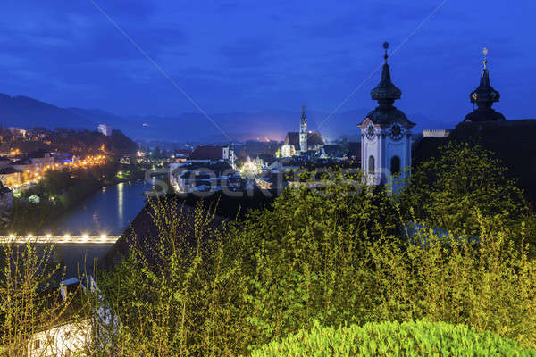 Steyr panorama with St. Michael's Church Stock photo © benkrut