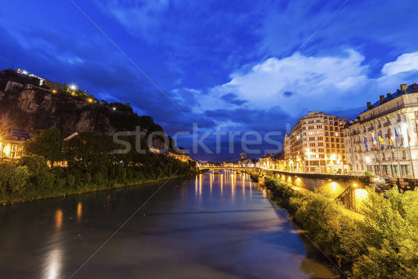 Grenoble architecture along Isere River Stock photo © benkrut