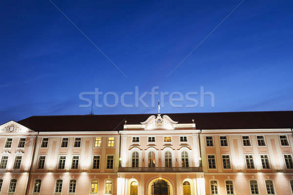 Parlamento gece kapı pencere mavi lamba Stok fotoğraf © benkrut