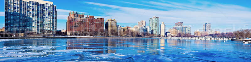 Frozen marina in Chicago Stock photo © benkrut
