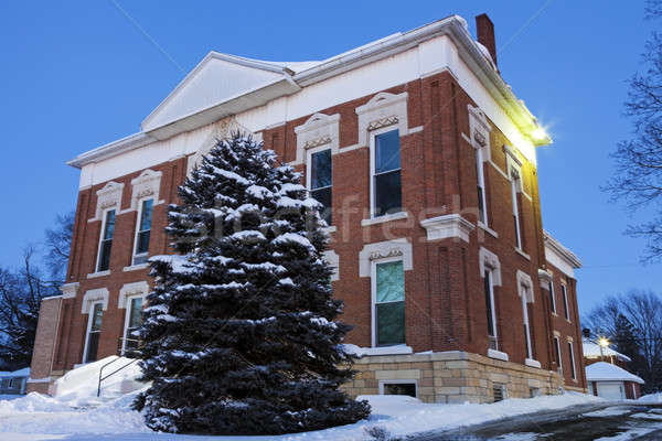 Alten Gerichtsgebäude Illinois Vereinigte Staaten Himmel Schnee Stock foto © benkrut
