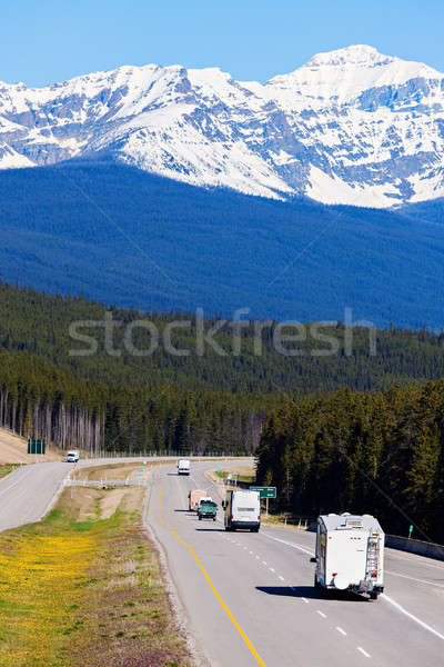 RV and buses on the road in Banff National Park Stock photo © benkrut
