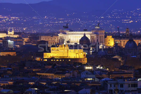 Rome panorama with Monument of Vittorio Emanuele II and Castel S Stock photo © benkrut