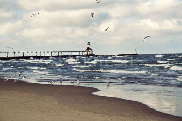 Foto d'archivio: Faro · Michigan · città · Indiana · lago