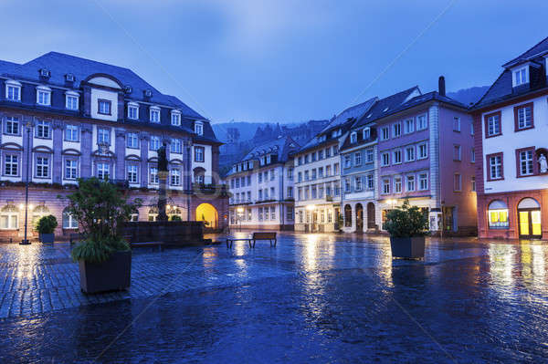 Regenachtig ochtend stad regen Blauw reizen Stockfoto © benkrut