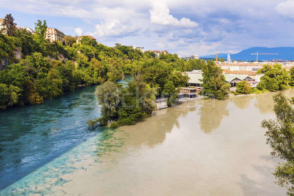 Confluence of the Rhone and Arve Rivers in Geneva Stock photo © benkrut