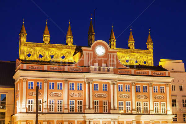 Architecutre of Rostock - Rathaus on Neuer Markt Stock photo © benkrut