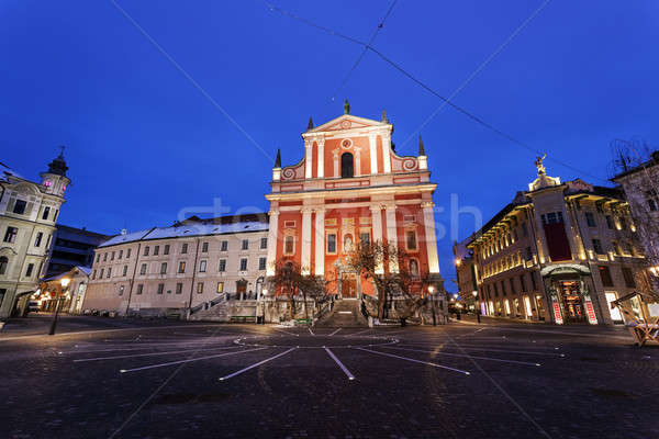 Franciscan Church and Prešeren Square. Ljubljana, Slovenia Stock photo © benkrut