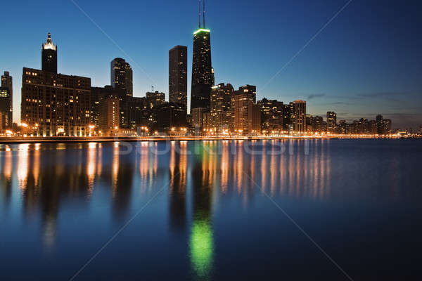 Blue evening in Chicago Stock photo © benkrut