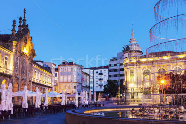 Arcada on Plaza de la Republica in Braga at dawn Stock photo © benkrut