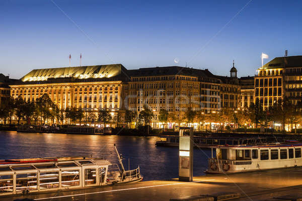 Гамбург город Skyline озеро Европа Cityscape Сток-фото © benkrut