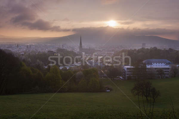 Linz panorama at sunrise  Stock photo © benkrut