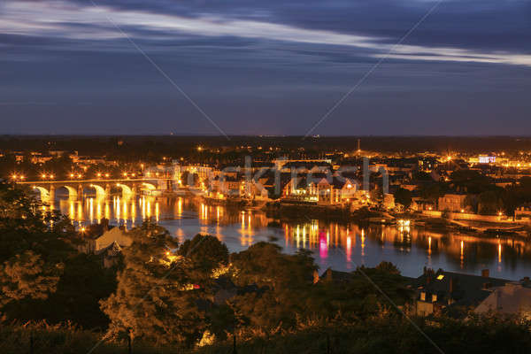 Panoráma éjszaka LA város híd kék Stock fotó © benkrut