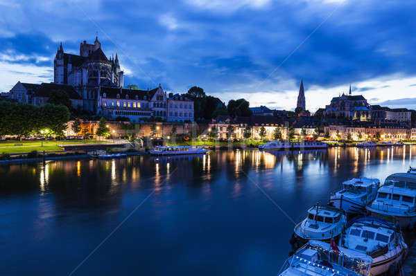 Foto stock: Río · cielo · ciudad · iglesia · azul · viaje