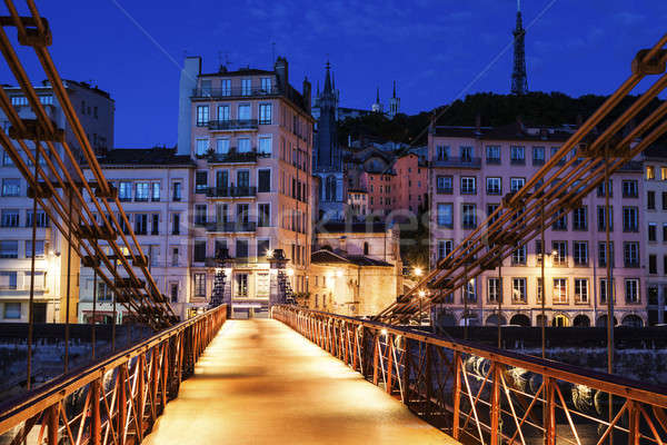 Gateway Gerichtsgebäude Fußgängerbrücke Lyon Gebäude Brücke Stock foto © benkrut
