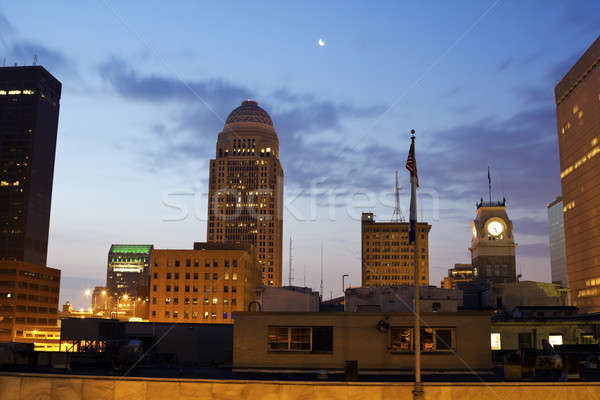 Wcześnie rano budynku podróży panoramę architektury centrum Zdjęcia stock © benkrut