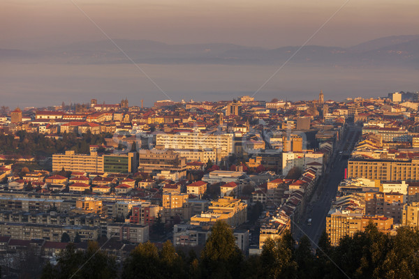 Panorama of Braga at sunrise Stock photo © benkrut