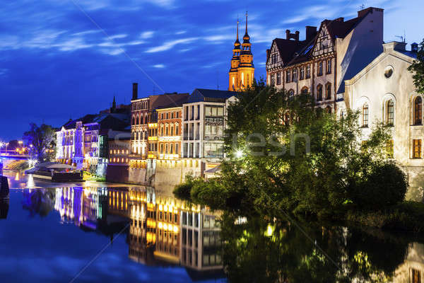 Old town of Opole across Oder River Stock photo © benkrut
