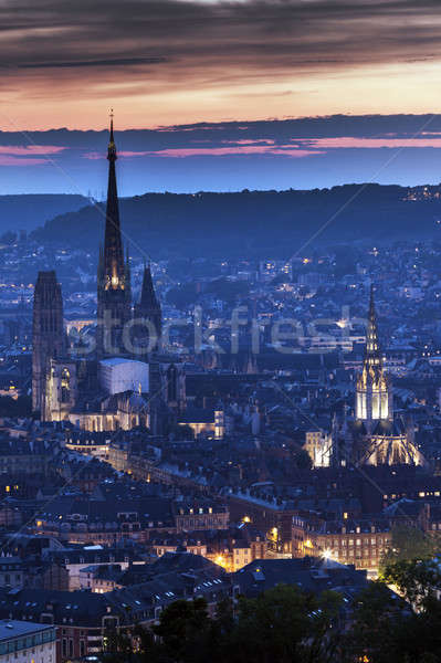 Panorama of Rouen at sunset Stock photo © benkrut