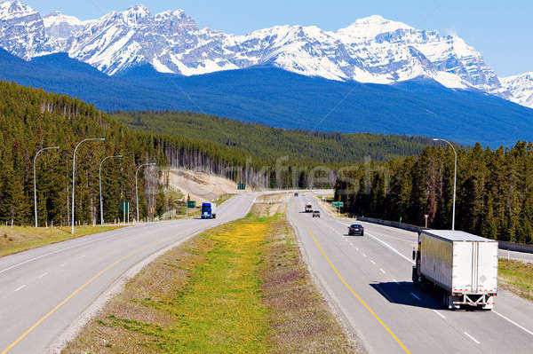 Semi truck on the road in Banff National Park Stock photo © benkrut