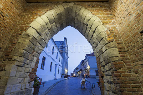 Portão igreja espírito santo edifício rua azul Foto stock © benkrut