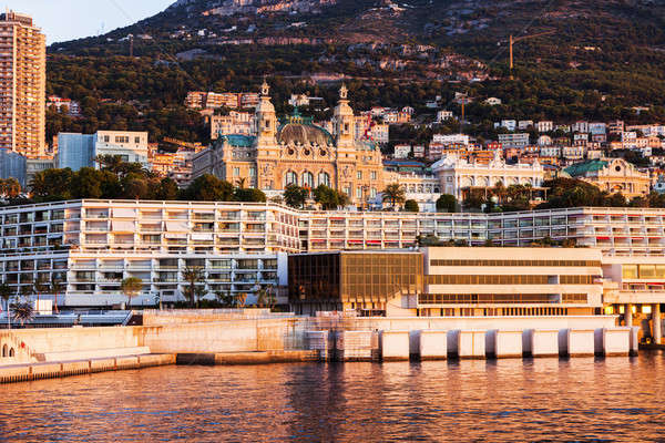 Panorama Monaco sunrise Stadt Reise Boot Stock foto © benkrut