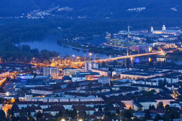 Linz panorama at night Stock photo © benkrut