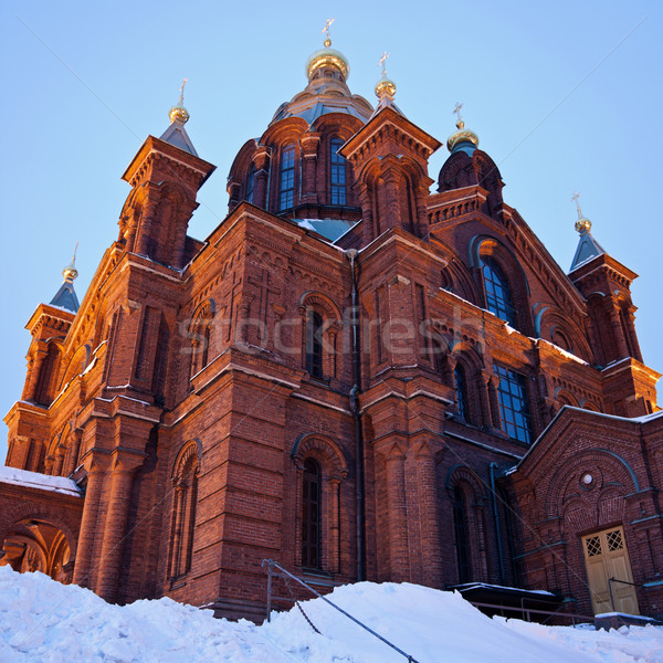 Katedry Helsinki Finlandia placu Fotografia niebo Zdjęcia stock © benkrut