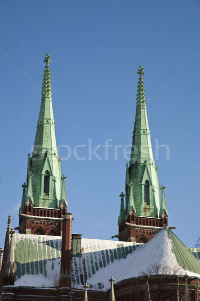 Kirche Helsinki Himmel Schnee Turm Stock foto © benkrut