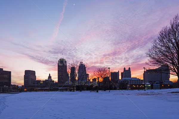 Stok fotoğraf: Kış · gün · batımı · Kansas · şehir · Missouri · ABD