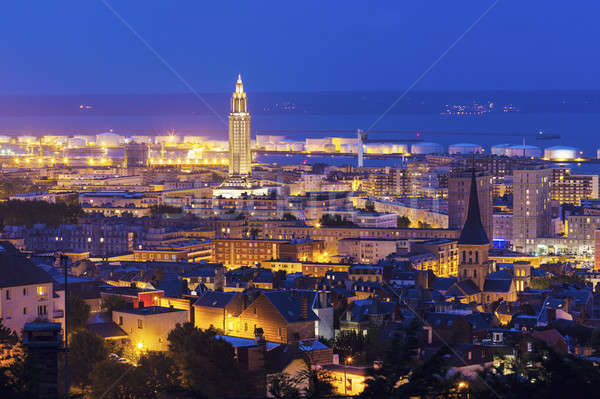 Panorama of Le Havre at night Stock photo © benkrut