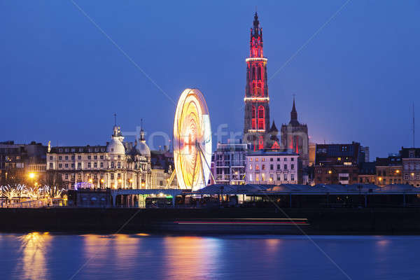 Panorama fiume regione Belgio chiesa skyline Foto d'archivio © benkrut