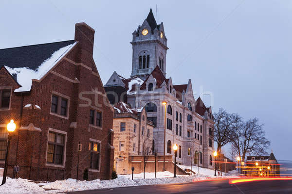 Gerichtsgebäude Stadt Missouri sunrise Gebäude Uhr Stock foto © benkrut