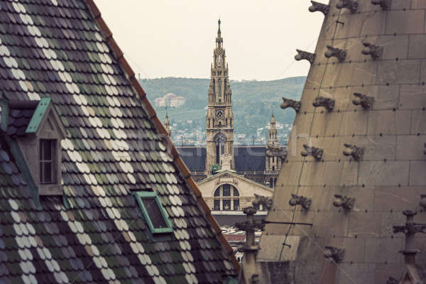 Vienna City Hall seen from St. Stephen's Cathedral Stock photo © benkrut