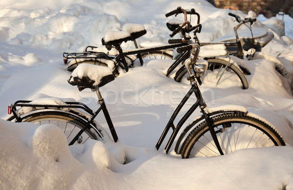 Winter Helsinki Fahrräder Fahrrad Stock foto © benkrut