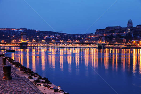 Buty dunaj banku Budapeszt Węgry miasta Zdjęcia stock © benkrut
