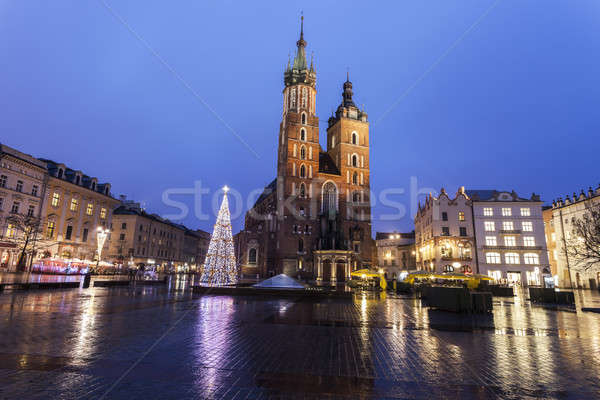 Foto d'archivio: Natale · principale · piazza · cracovia · cielo · pioggia