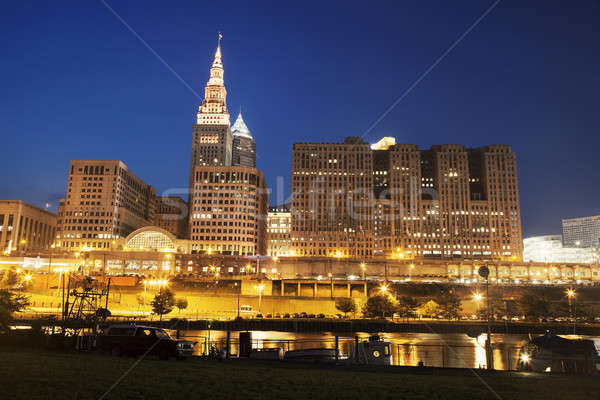 Architecture along Cuyahoga River in Cleveland Stock photo © benkrut